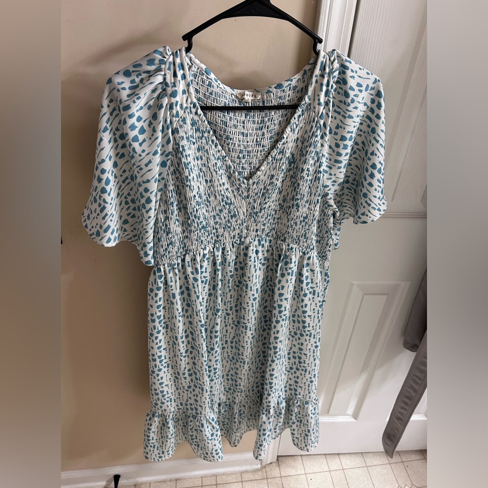 Large Blue & White Dotted Dress